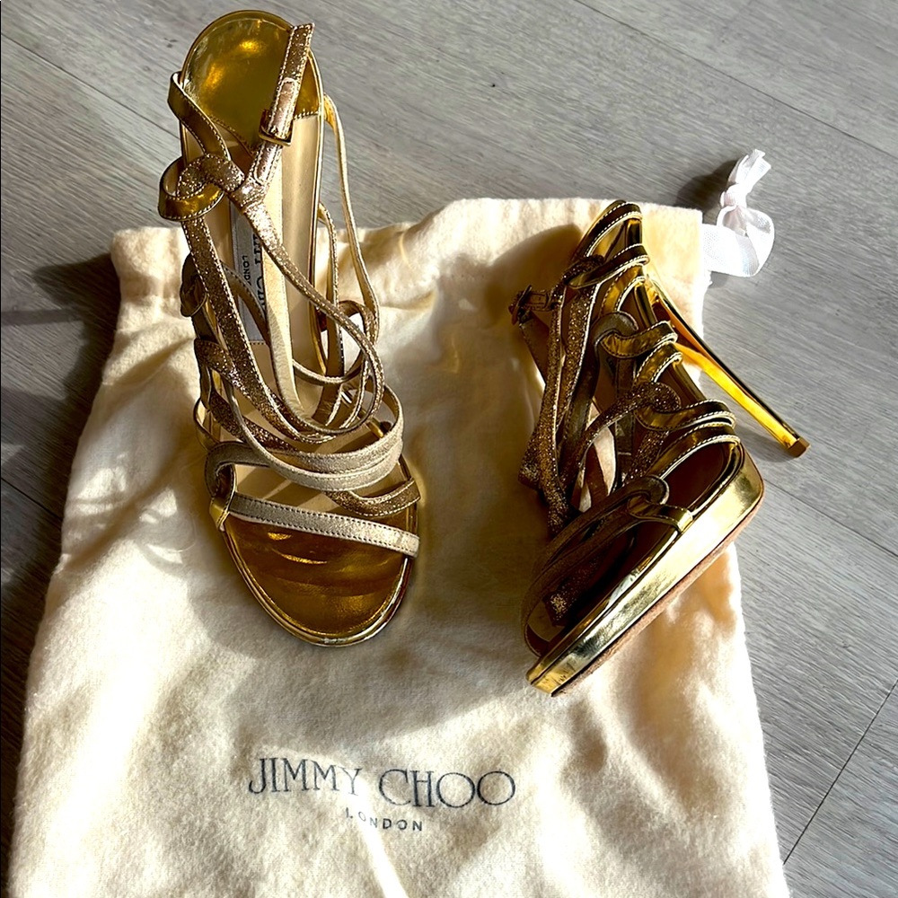 Jimmy Choo Gold Strappy Women's Heels